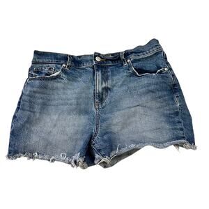 LOFT Womens 8 Denim Jean Shorts Cutoff Frayed Blue Summer Spring Medium Wash cut
